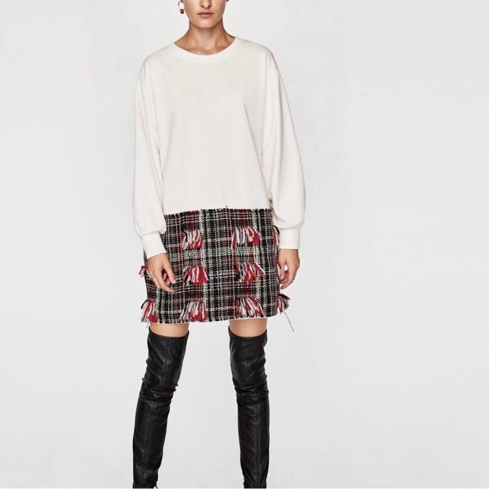 Zara Long Sleeve Tweed Dress